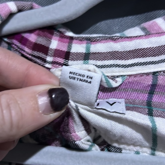 1x Ava & Viv plaid button down 3/4 shirt - Picture 3 of 8